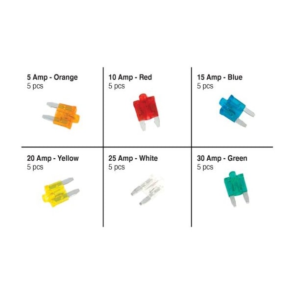 30-Pc Mini Fuse Assortment,W5377